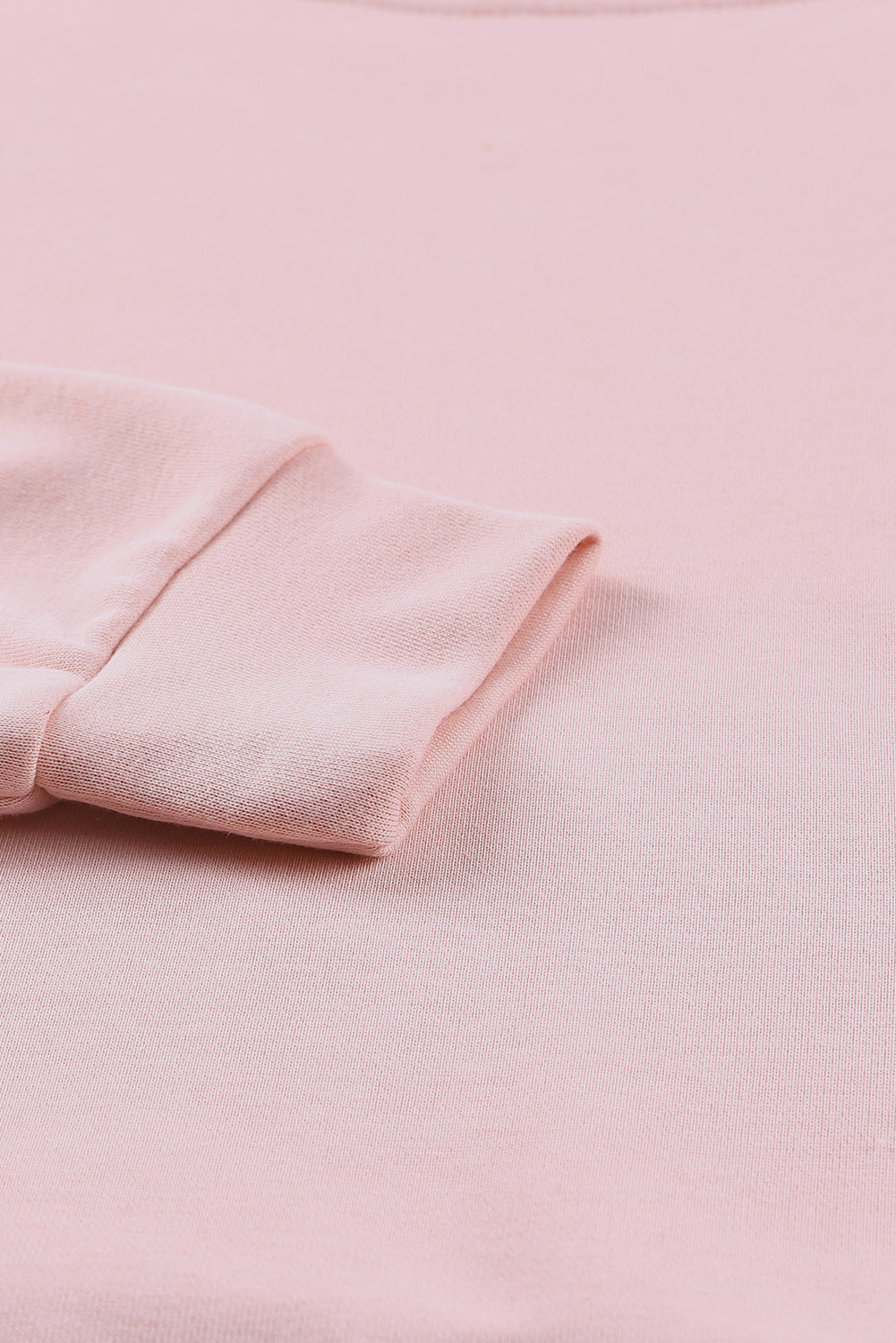 Pink Crew Neck Slit Buttons Sweatshirt