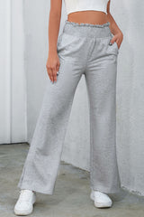 Gray Smocked Waist Pocketed Pants