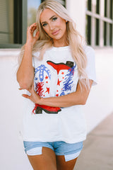 White American Flag Boots Graphic Tee