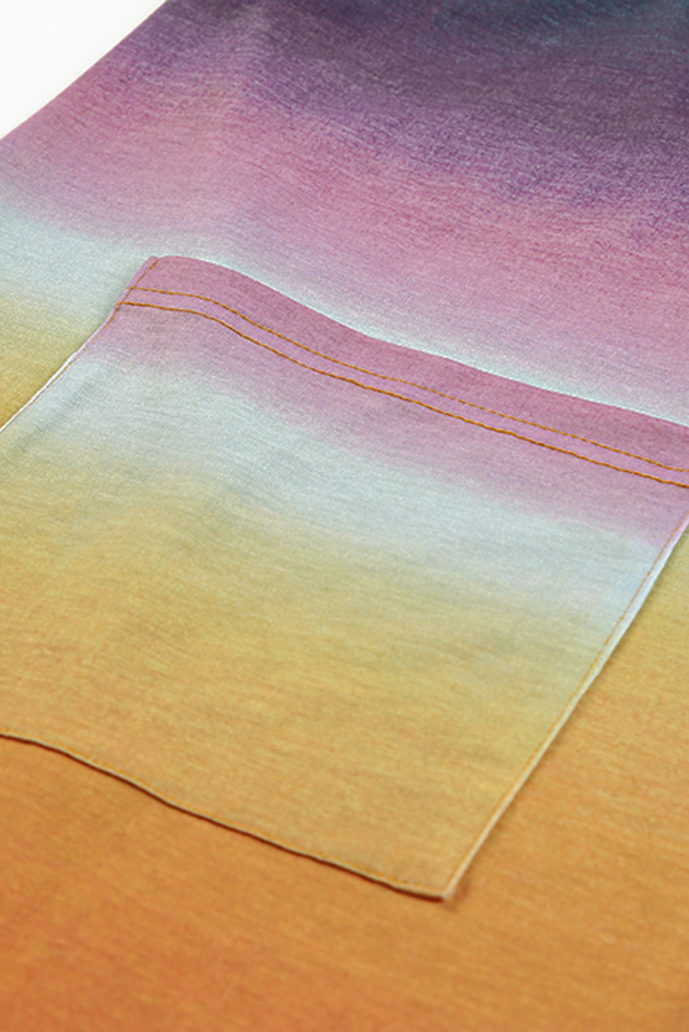 Yellow Gradient Tie-dye Open Front Mid-length Cardigan