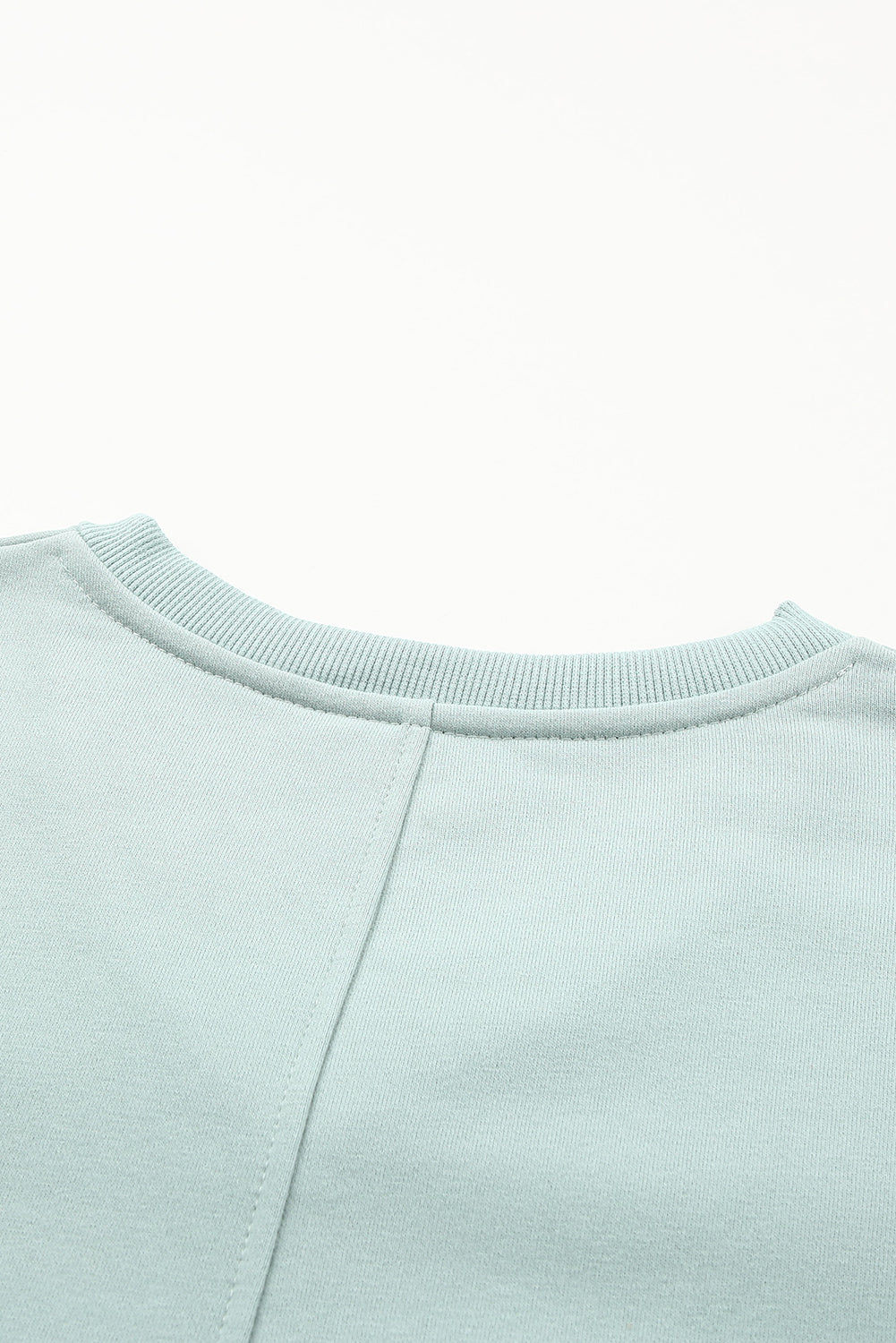 Gray Ribbed V Neck Drop Shoulder Sweatshirt