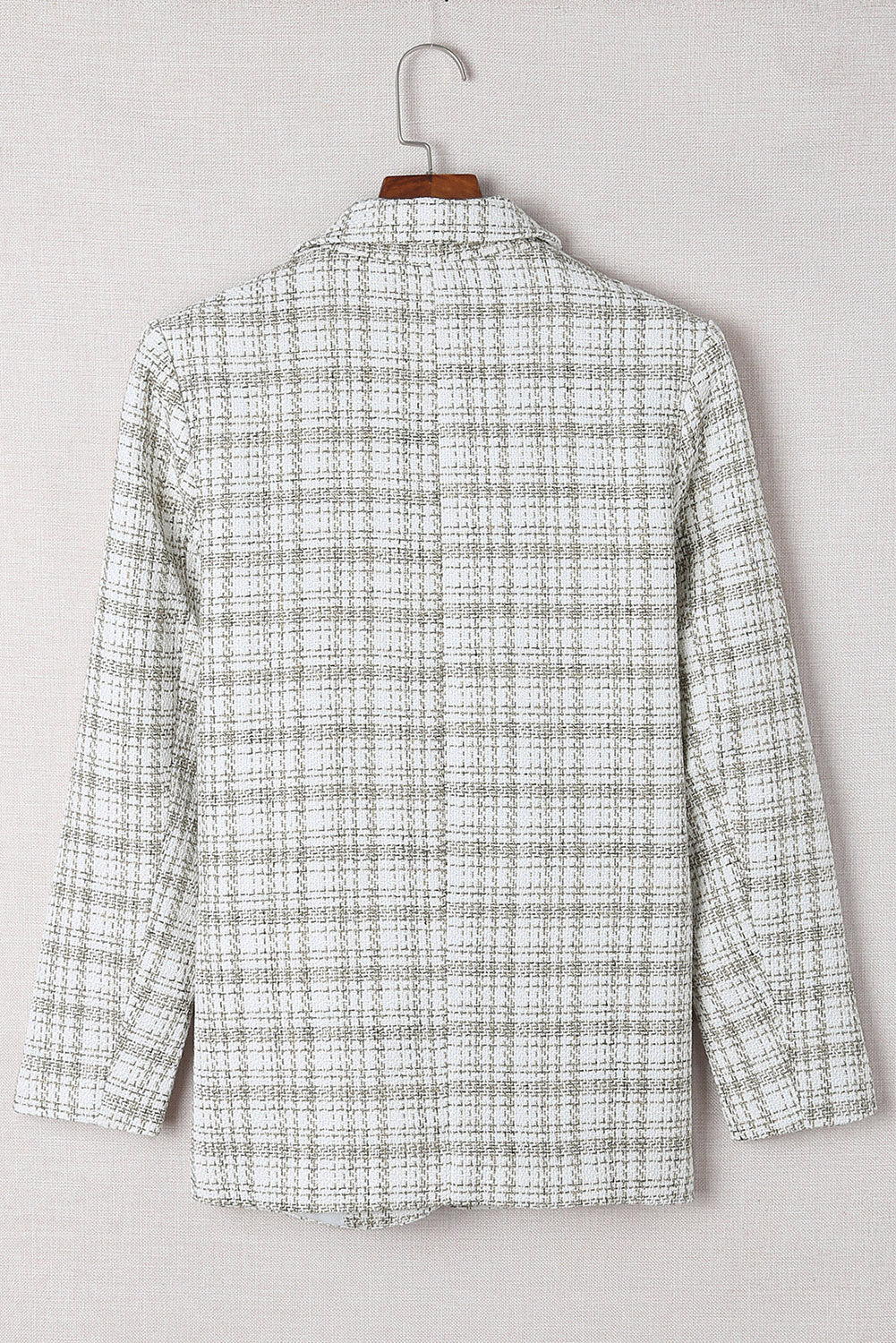 White Pockets Lapel Collar Plaid Blazer