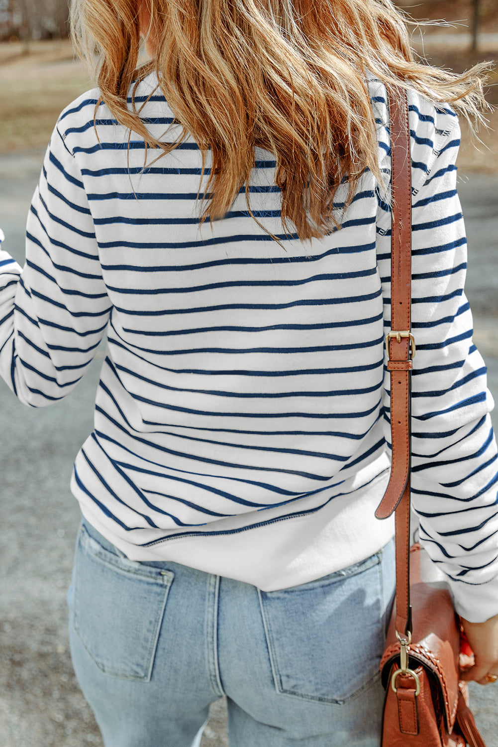 Stripe Printed Plus SIze Long Sleeve Top