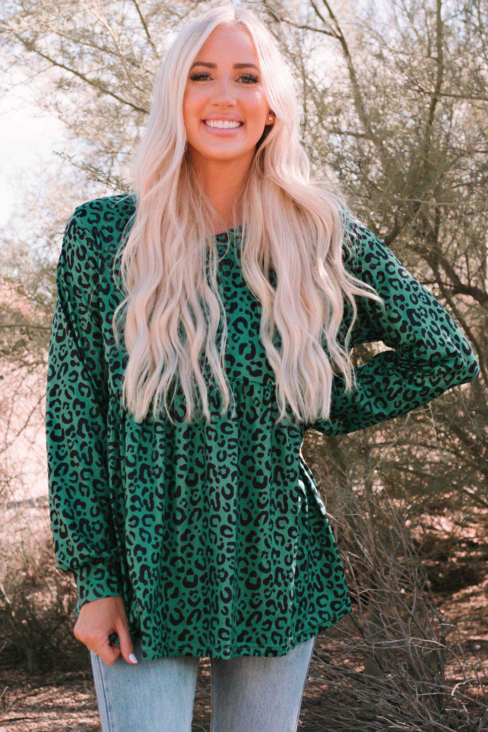 Leopard Long Sleeve Flowy Top