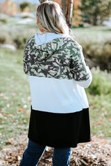 Army Camo Colorblock Hooded Cardigan