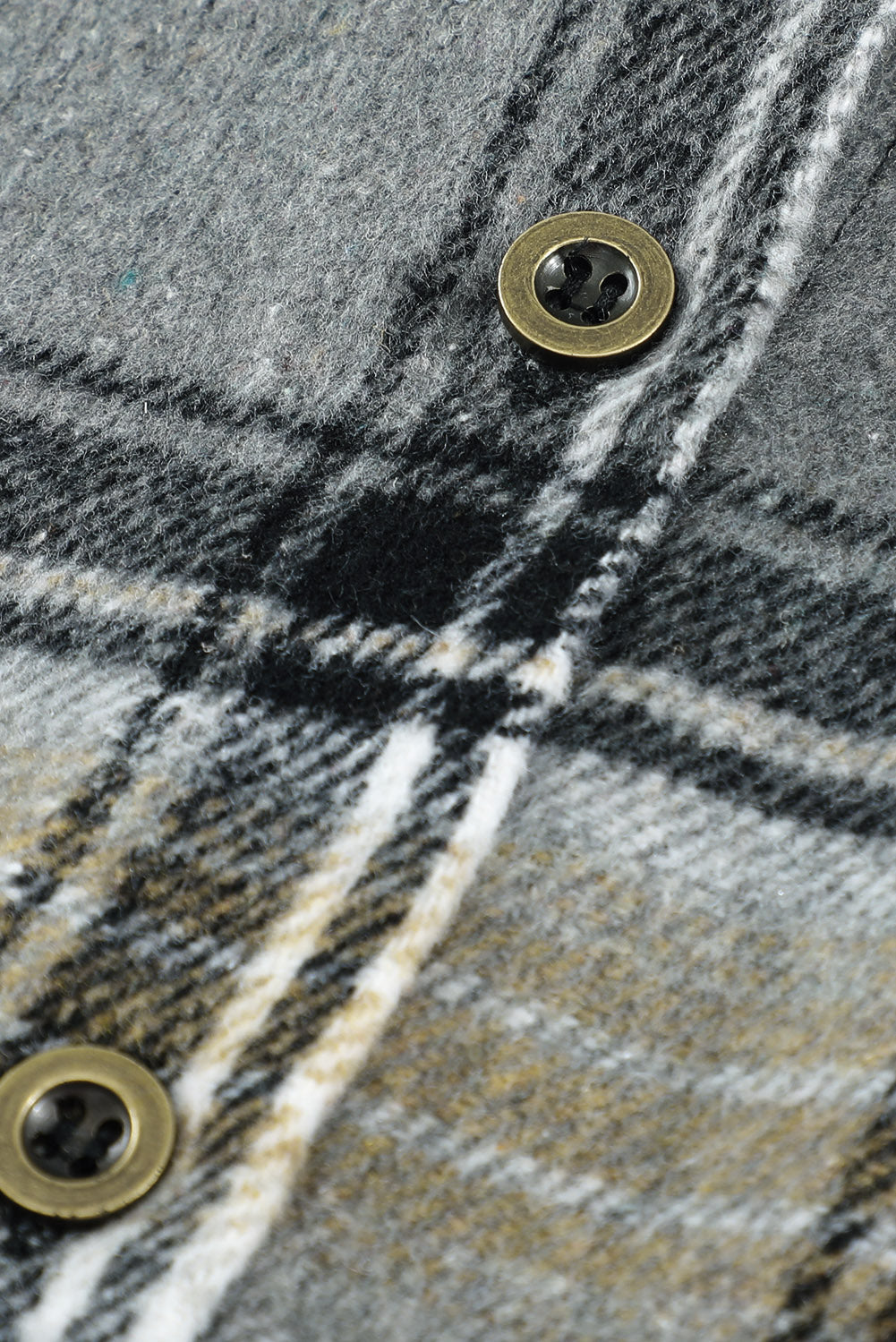 Black Oversize Rounded Hem Plaid Shacket with Slits