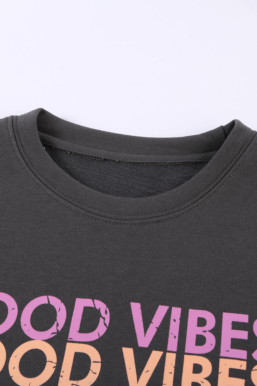 Gray GOOD VIBES Graphic Pullover Sweatshirt