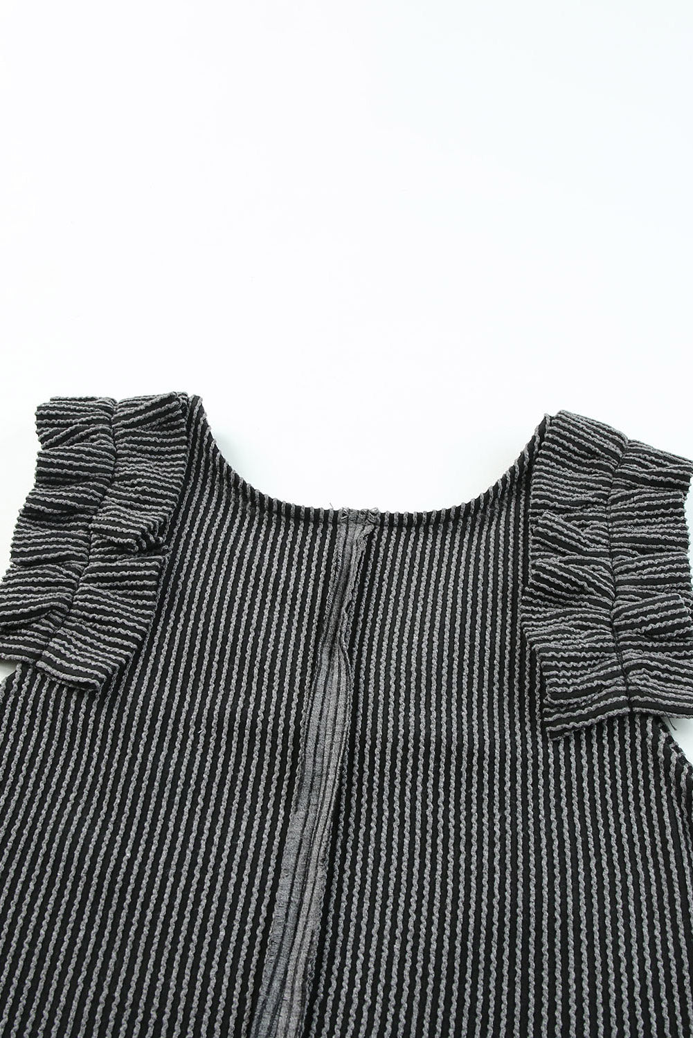 Gray Ruched Shoulders Ribbed Knit Tank Top