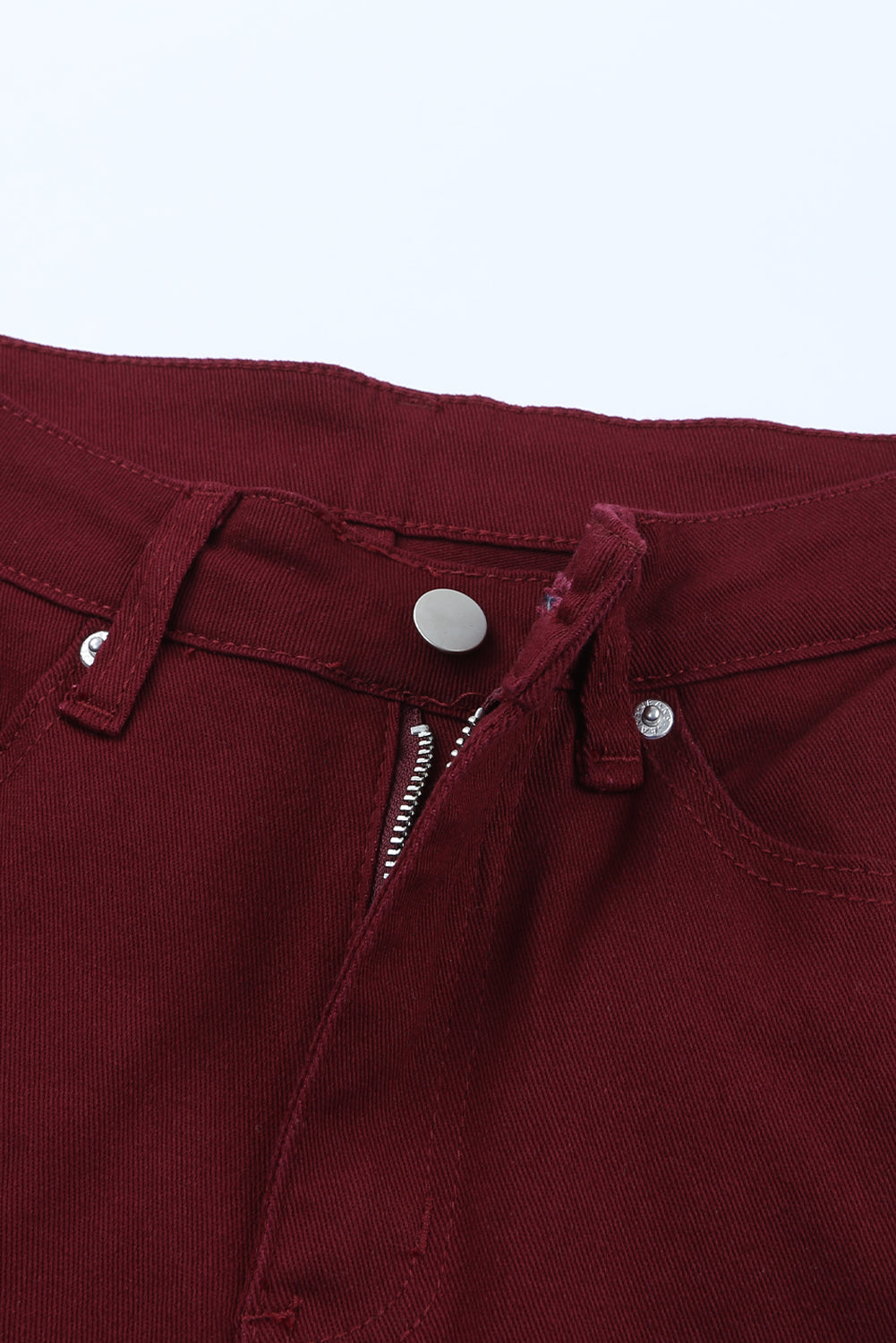 Burgundy High Waist Flare Jeans with Pockets