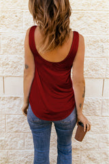 Red Solid Criss Cross Tank Top