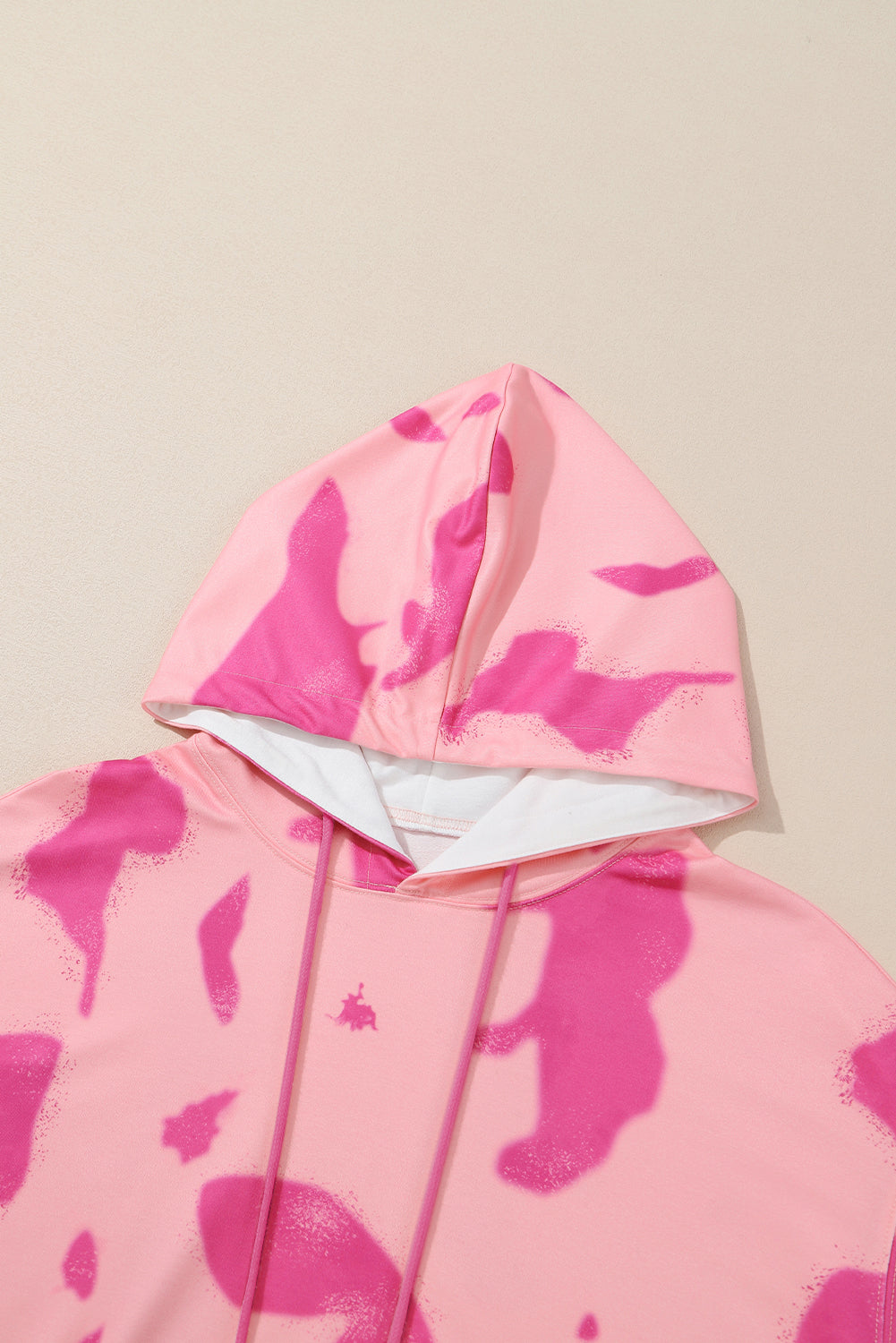 Amicg Blossom Tie Dye Kangaroo Pocket Drawstring Hoodie