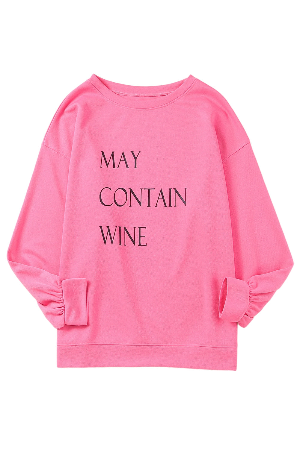 Pink May Contain Wine Crew Neck Plus Size Sweatshirt