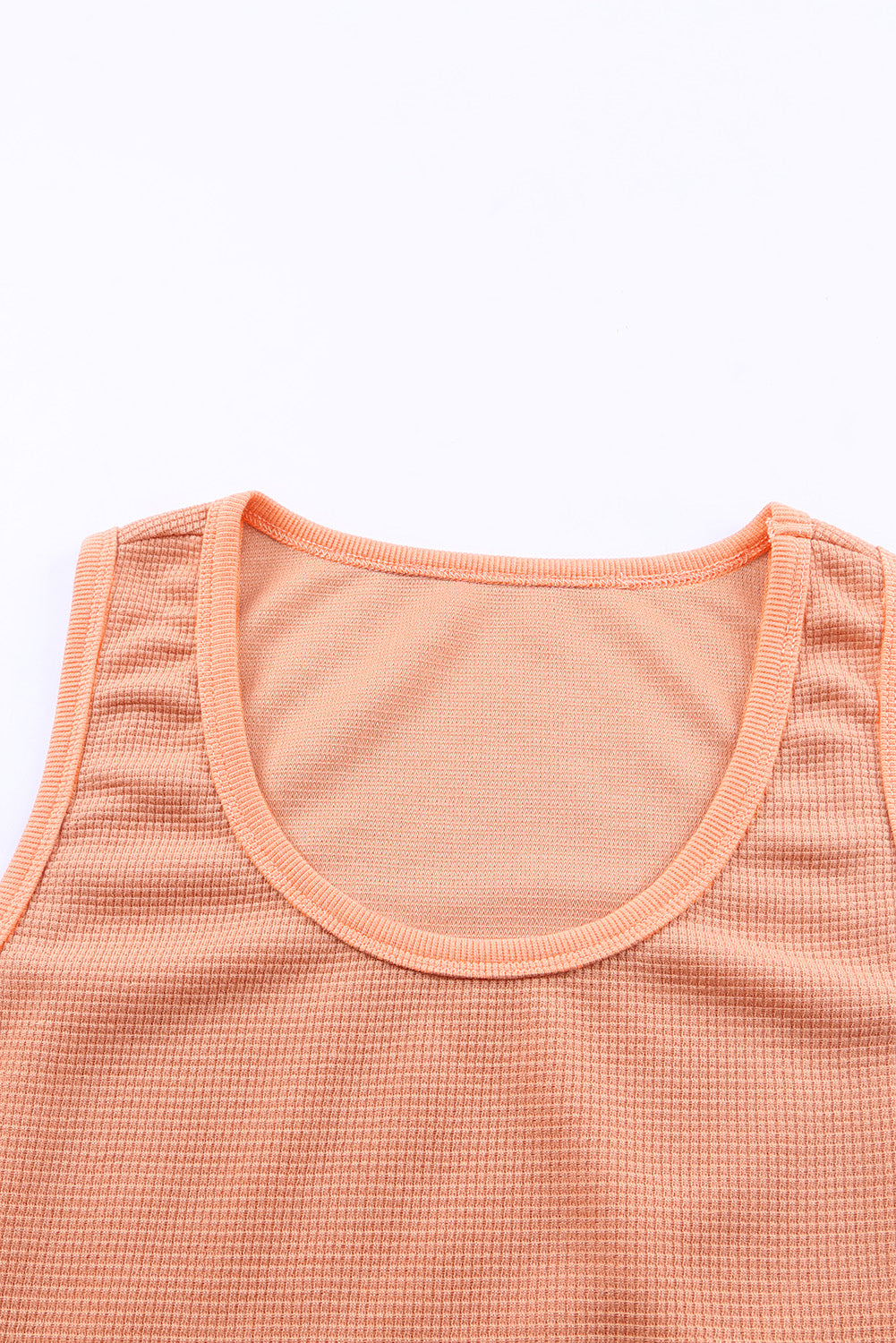 Gray Plain Waffle Knit U Neck Tank Top