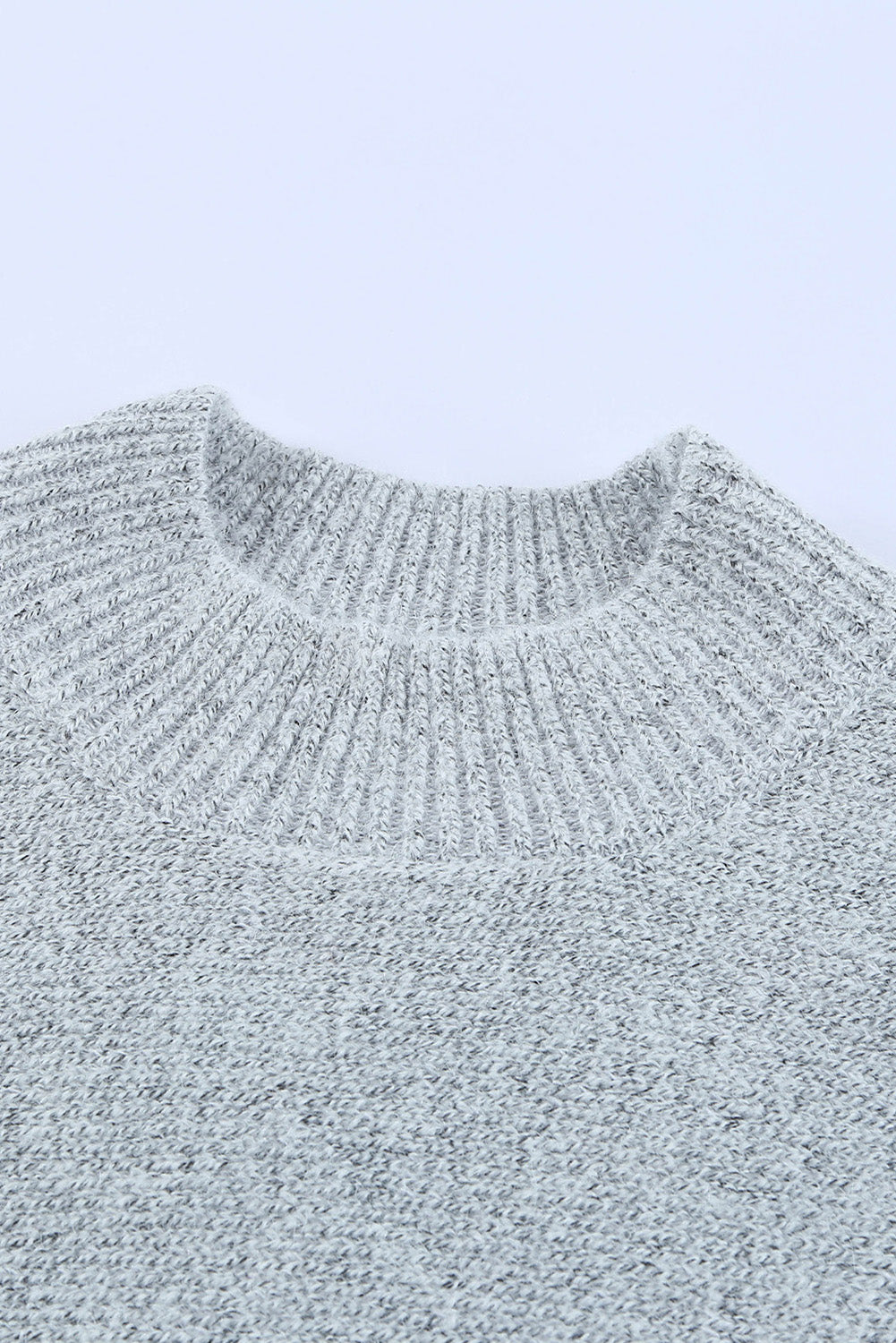 Grey High Neck Oversized Sweater with Slits
