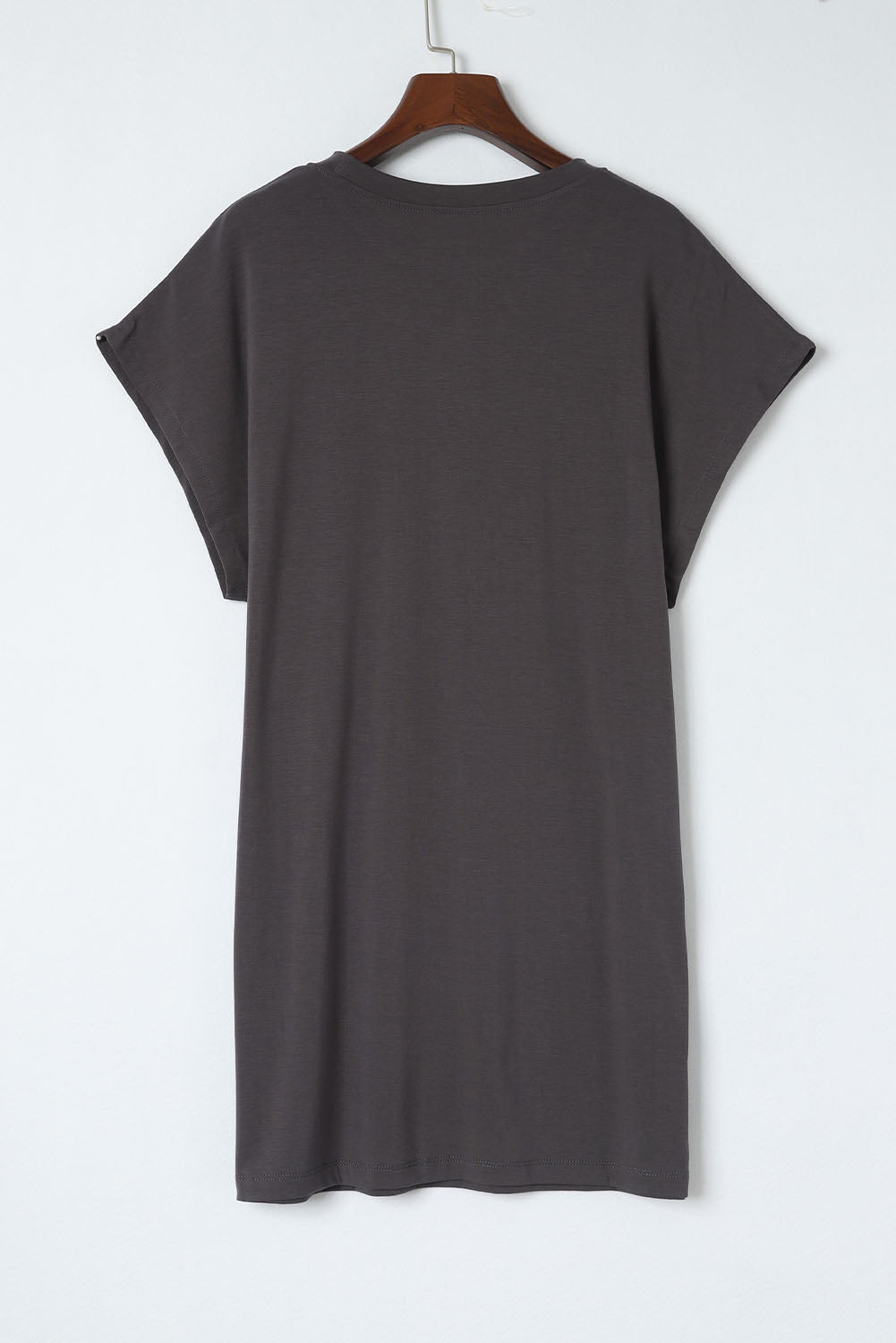 Gray Bat Sleeve T-shirt Dress with Slits