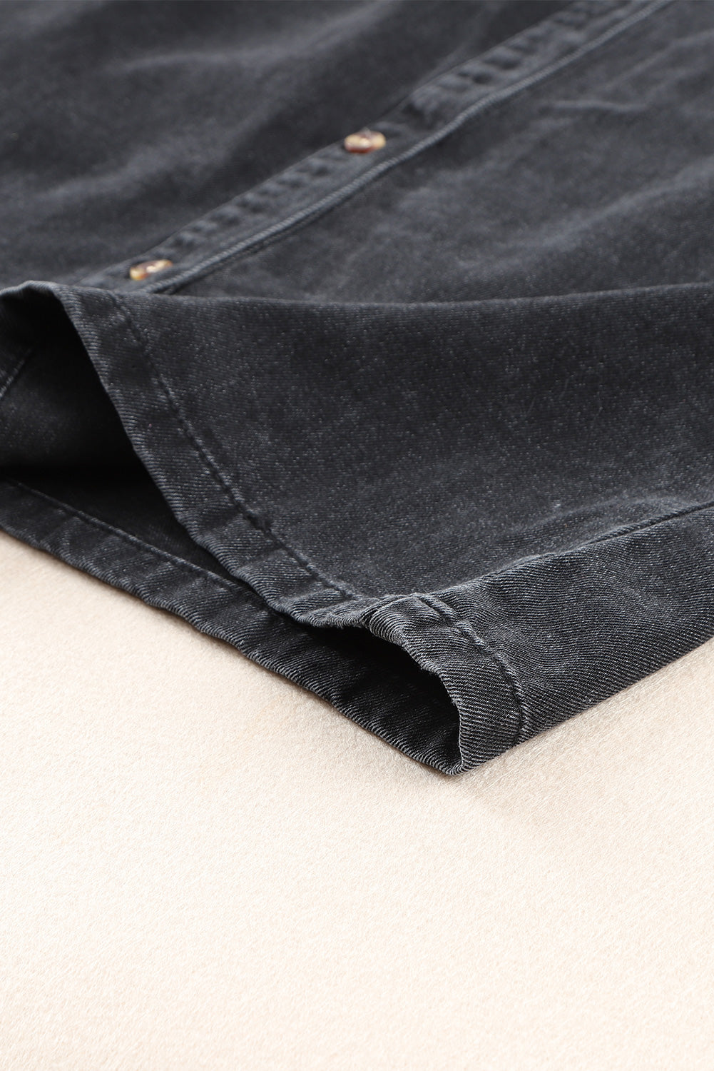 Black Ruffled Cap Sleeves Button Up Denim Dress