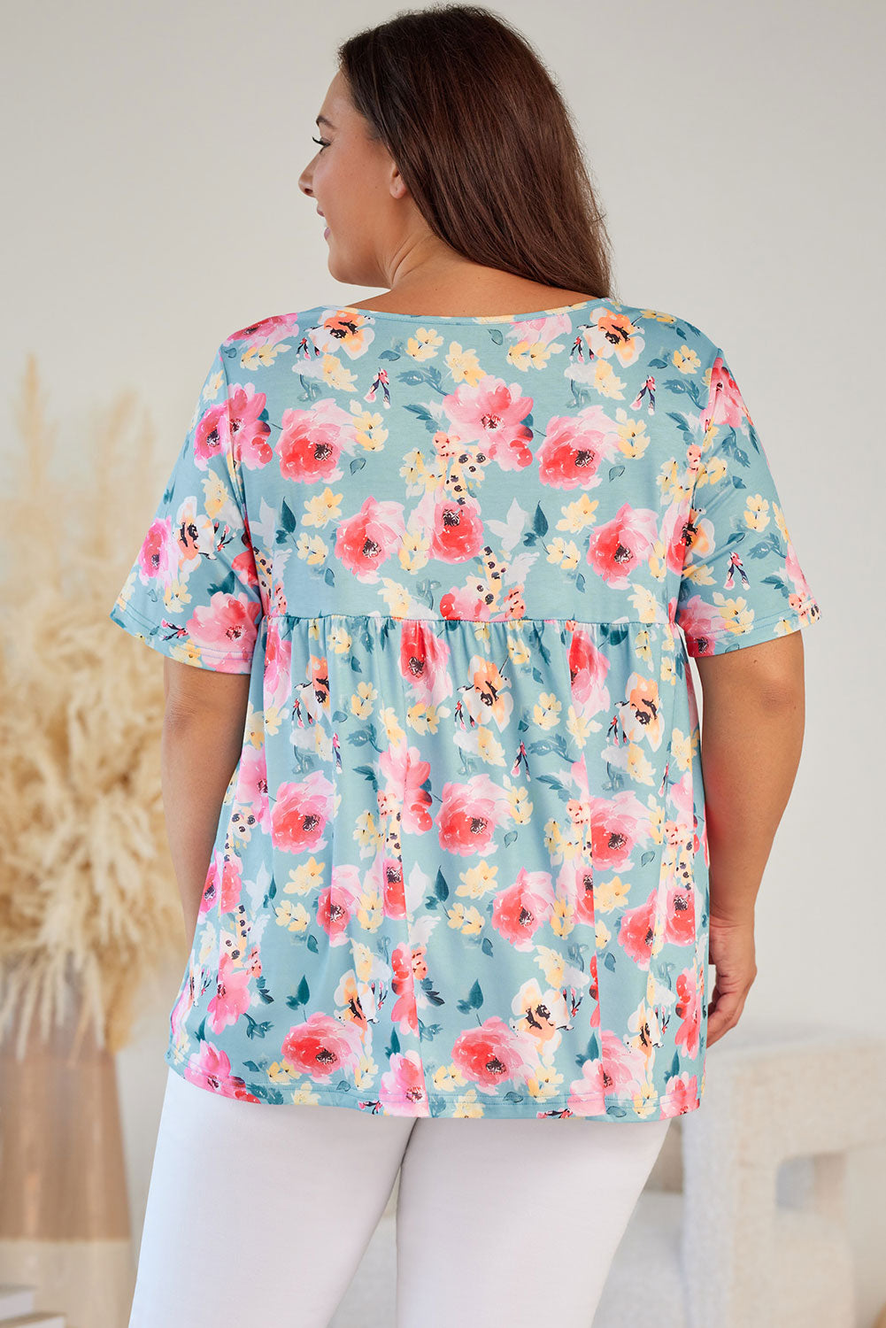 Sky Blue Boho Print Sleeveless High Waist Long Floral Dress