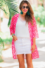 Leopard Sheer Print Long Kimono