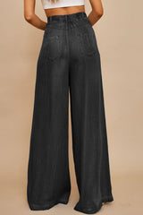 Black Tencel Wide Leg Soft Denim Pants