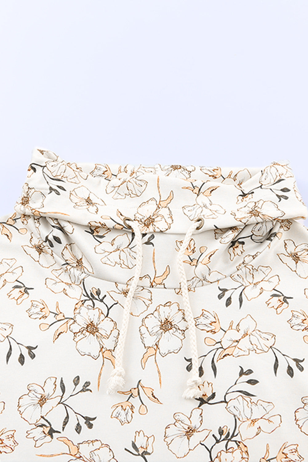 White Cowl Neck Floral Print Sweatshirt