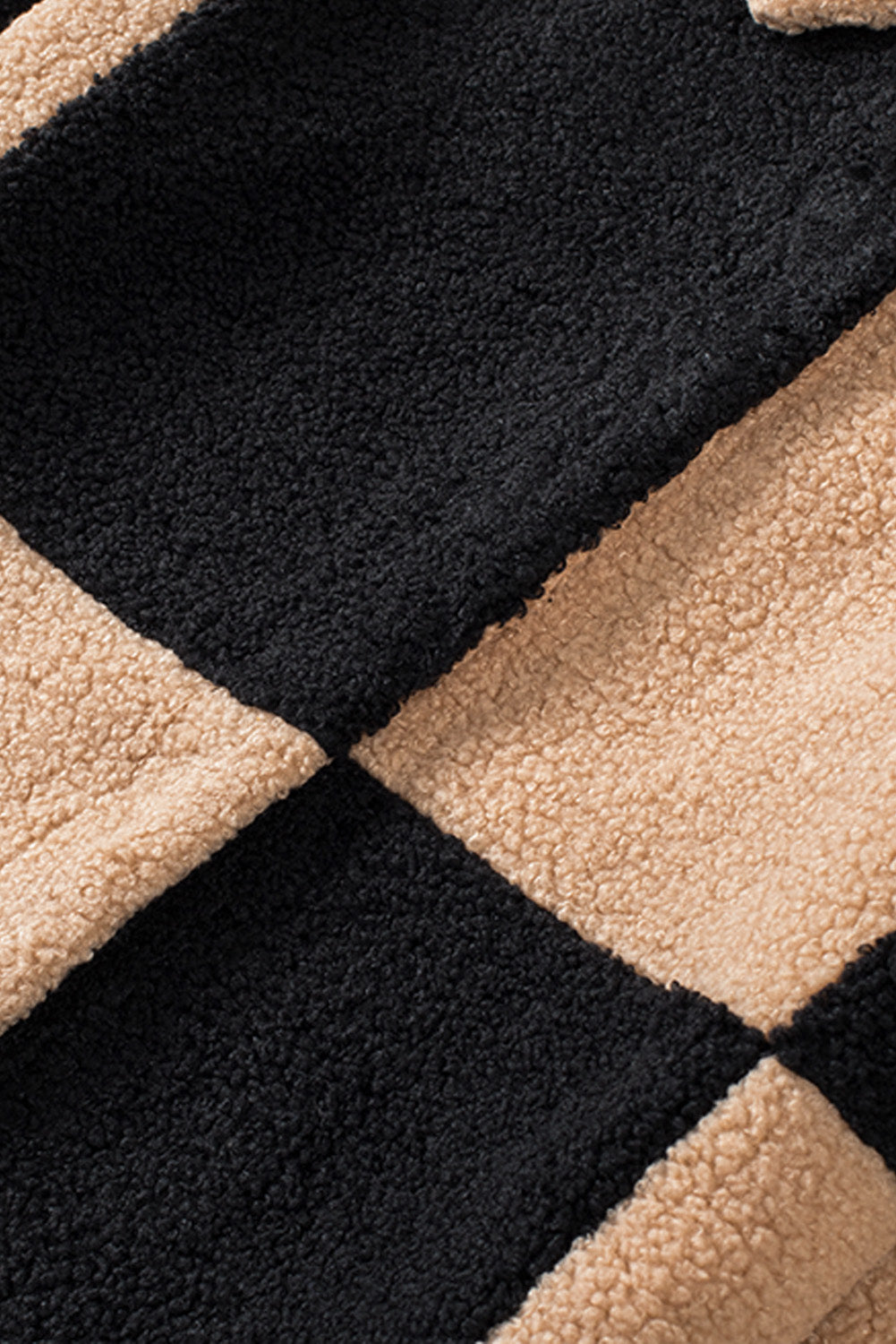 Black Colorblock Checkered Sherpa Jacket