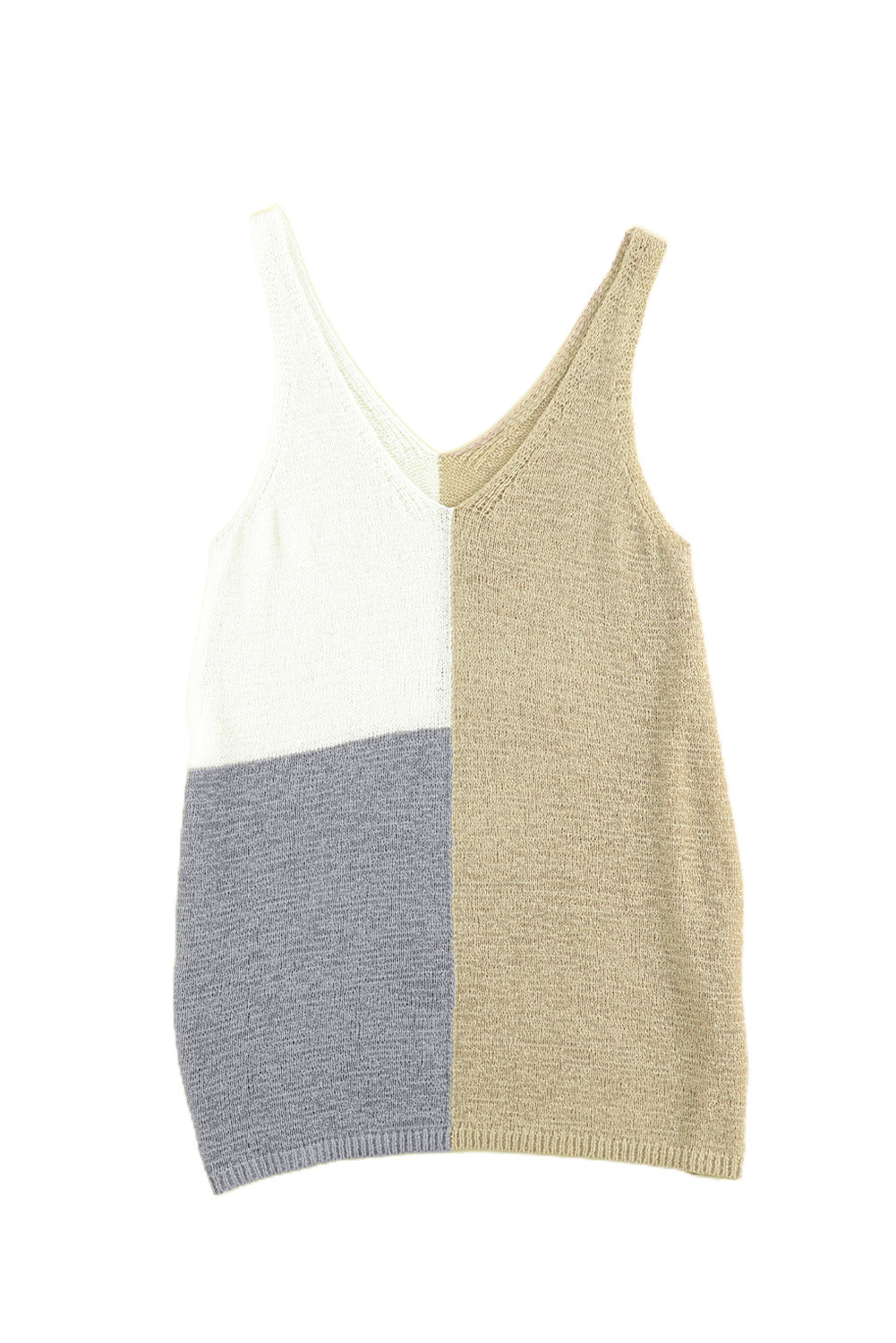 Gray Color Block Knitted Tank Top