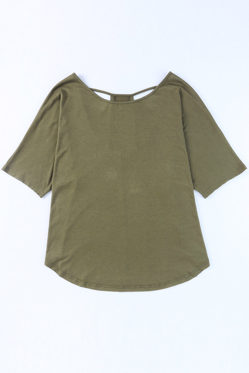 Green Plus Size Hollow-out Back Slouchy Tee