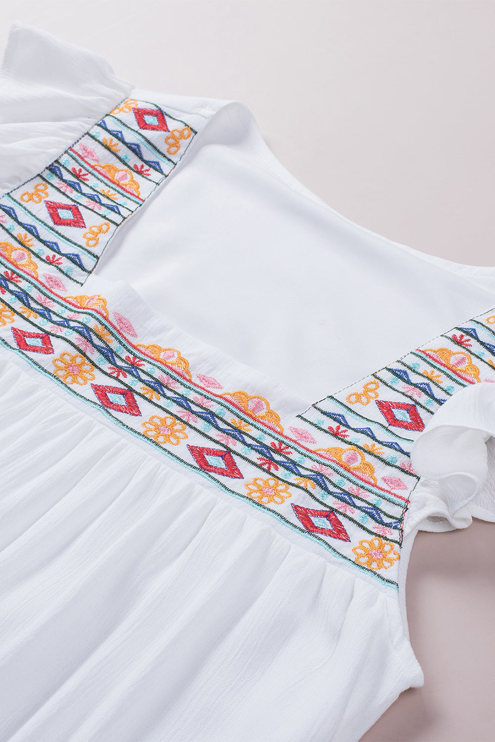 White Embroidered Babydoll Top