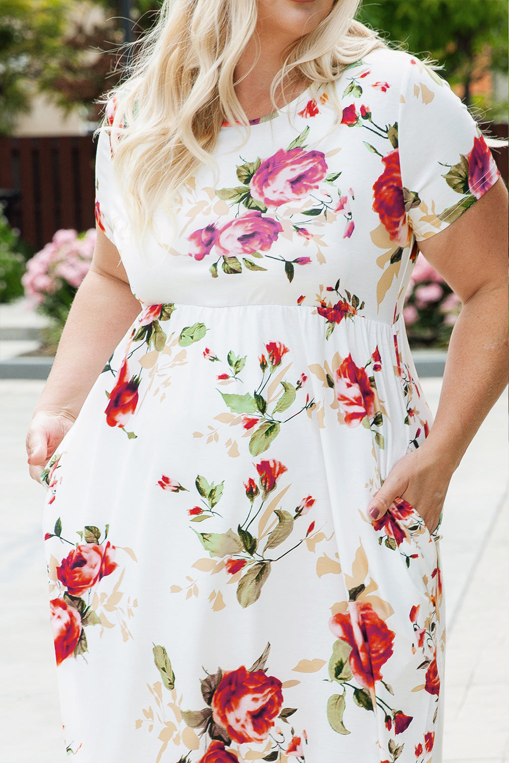 Multicolor Plus Size Floral Print Midi T-shirt Dress