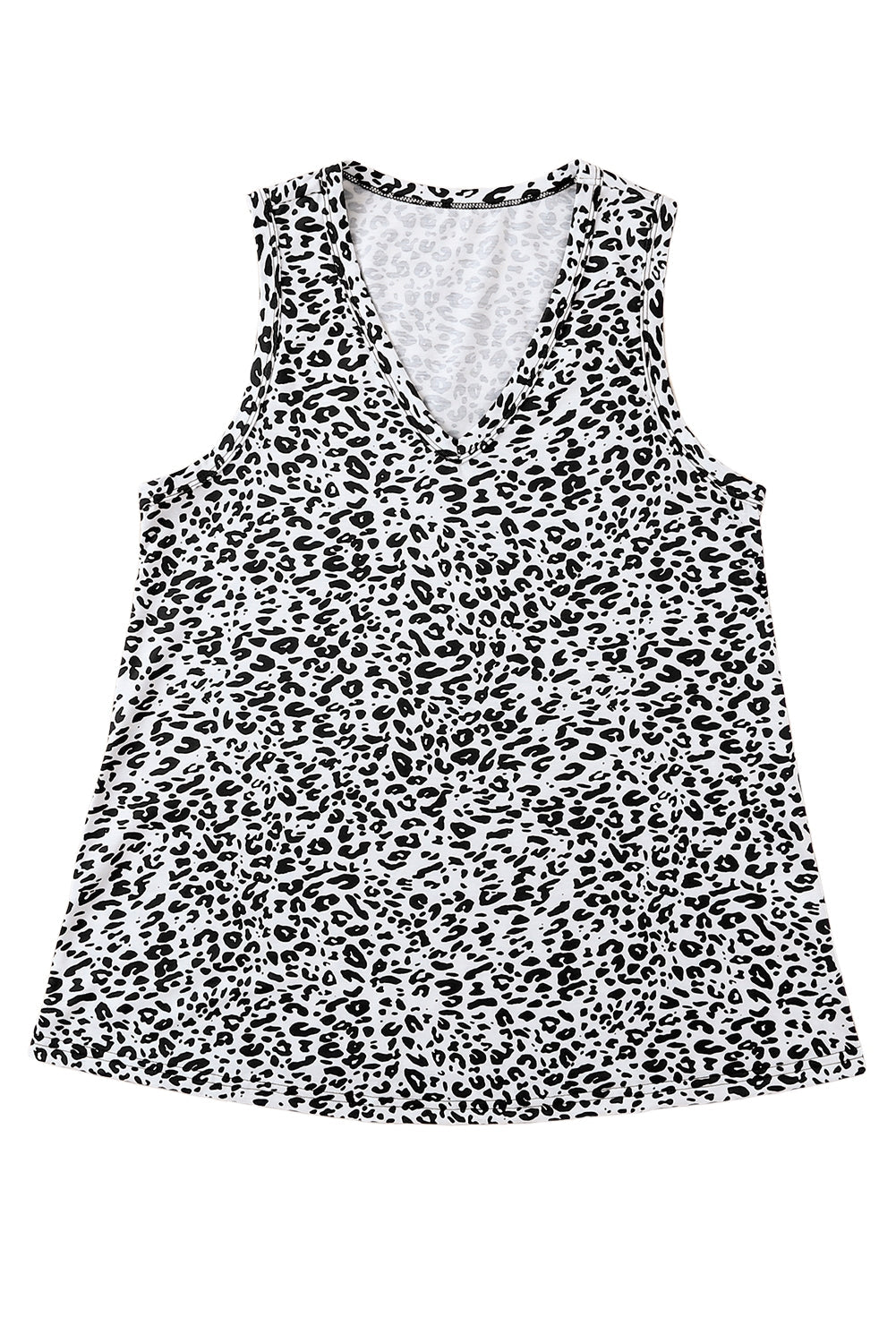 White Leopard  V Neck Tank Top