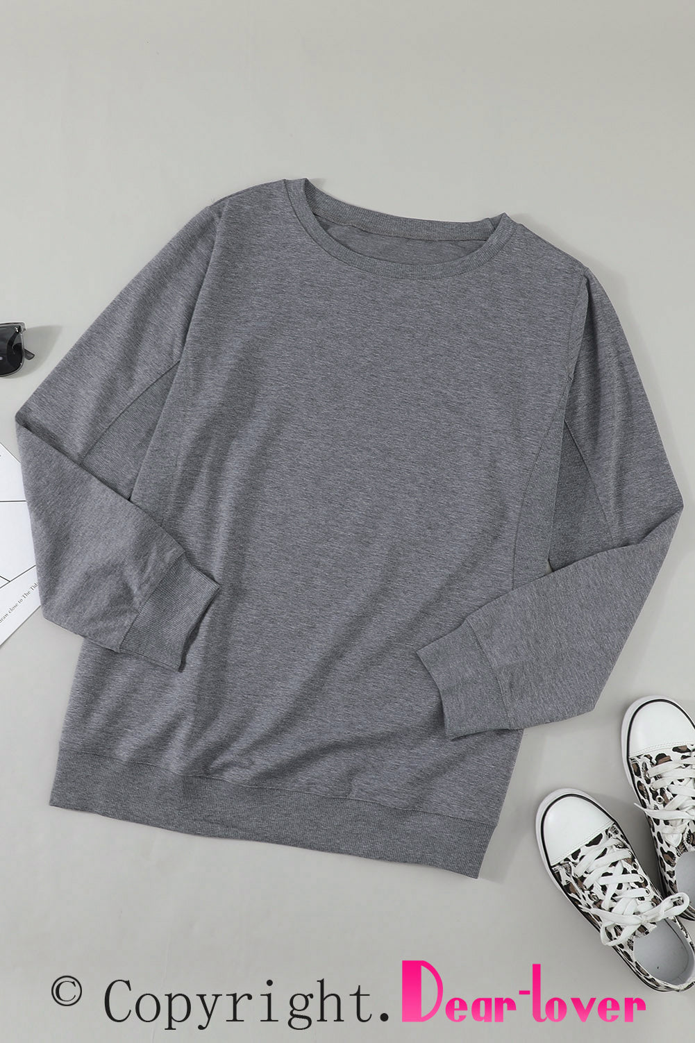 Gray Wash Fleece Pullover Sweatshirt