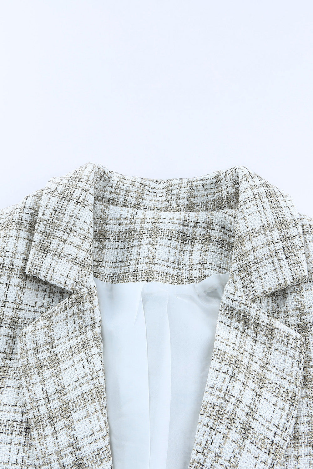 White Pockets Lapel Collar Plaid Blazer