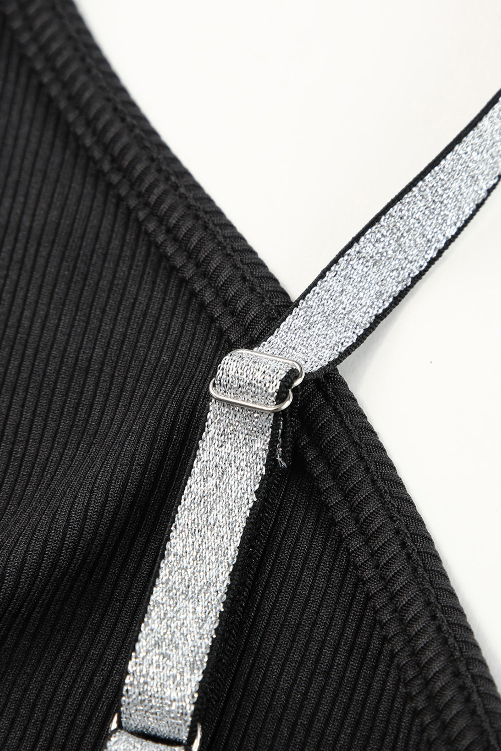 Black Strappy Rhinestone Tassel Mini Dress