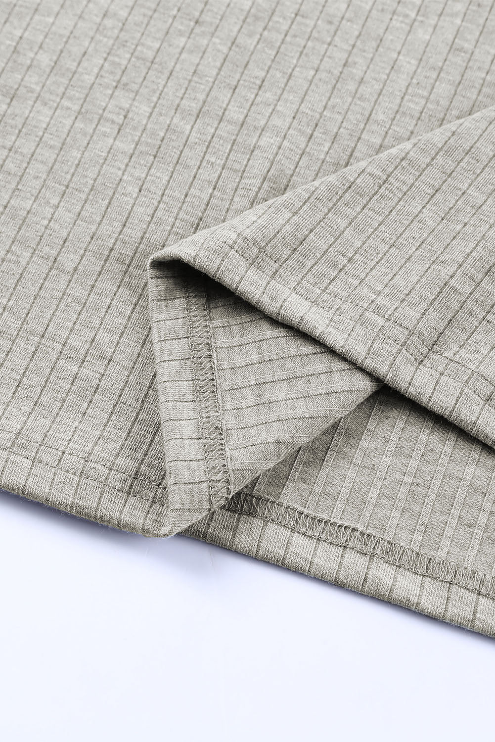 Gray Ribbed Drop Shoulder Pullover and Pants Lounge Set