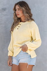 Apricot Swiss Dot Raglan Sleeves Knit Top