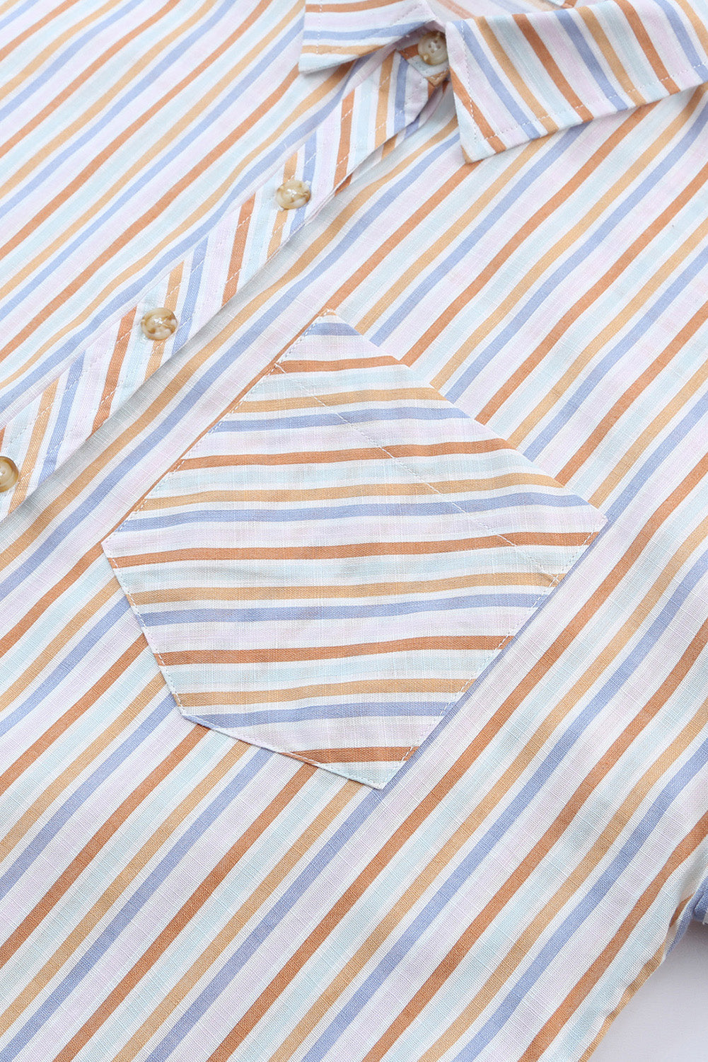 Multicolor Stripe Short Sleeve Button up Shirt