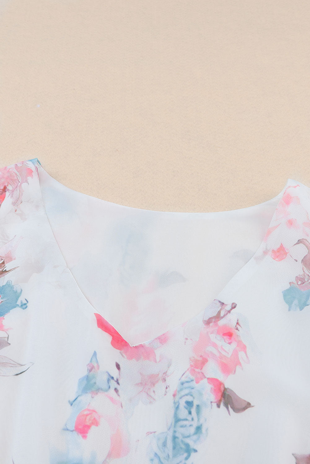 White V Neck Short Sleeves Floral Print Maxi Dress