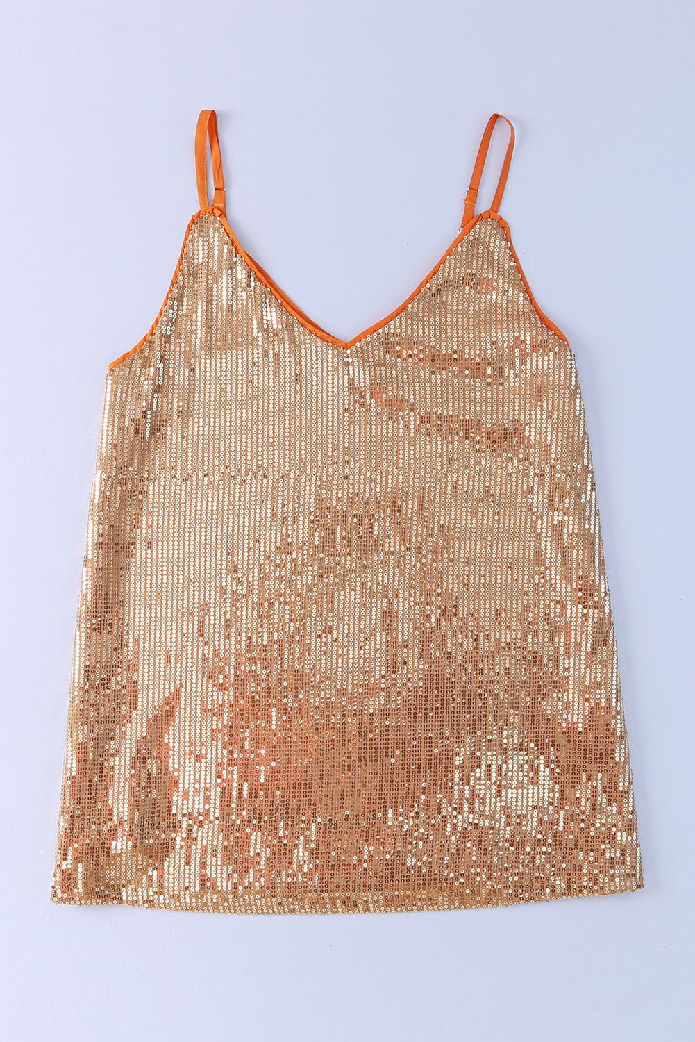 Apricot Spaghetti Straps Sequin Tank Top