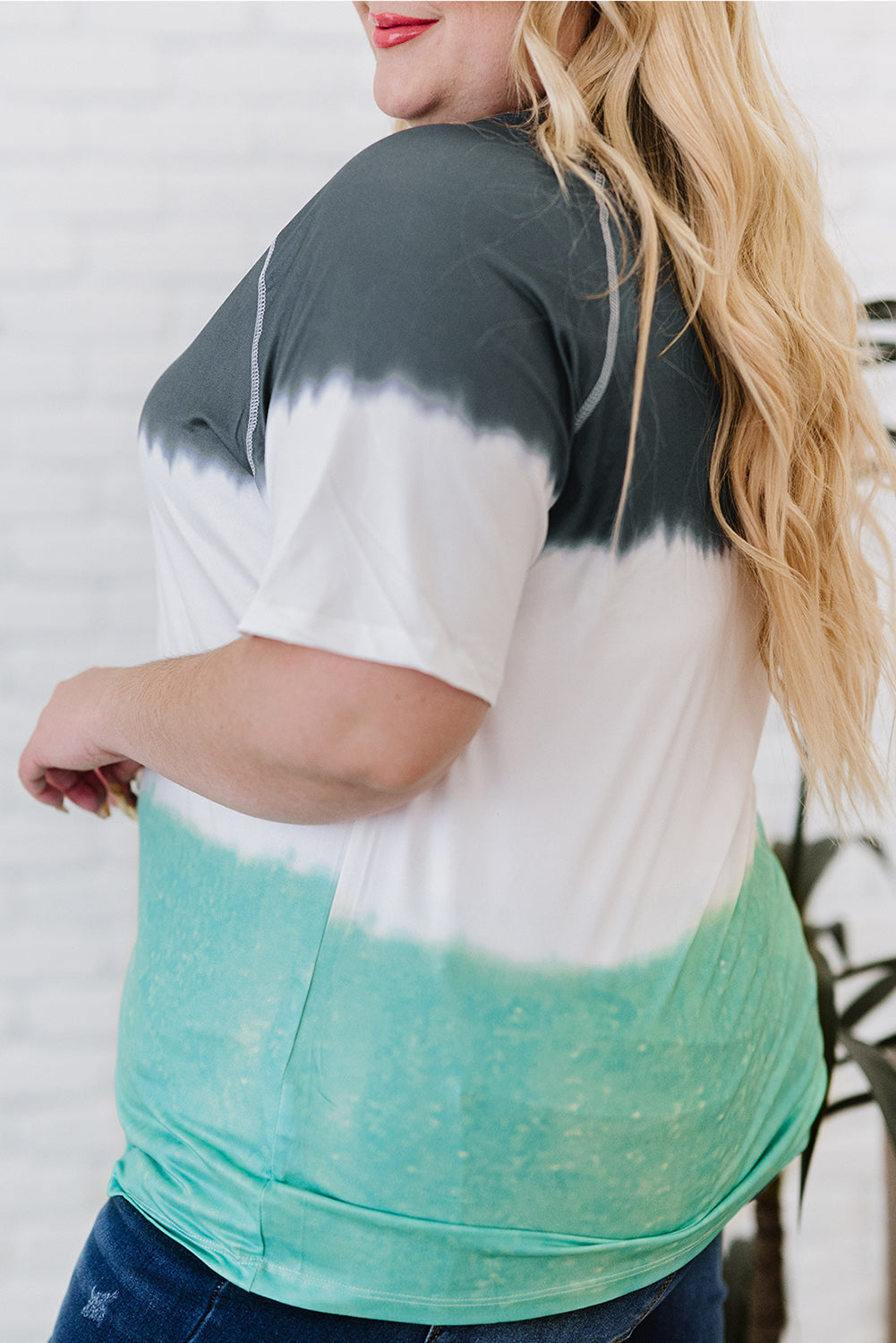 Gray Tie-dye Raglan Sleeve Plus Size T-shirt