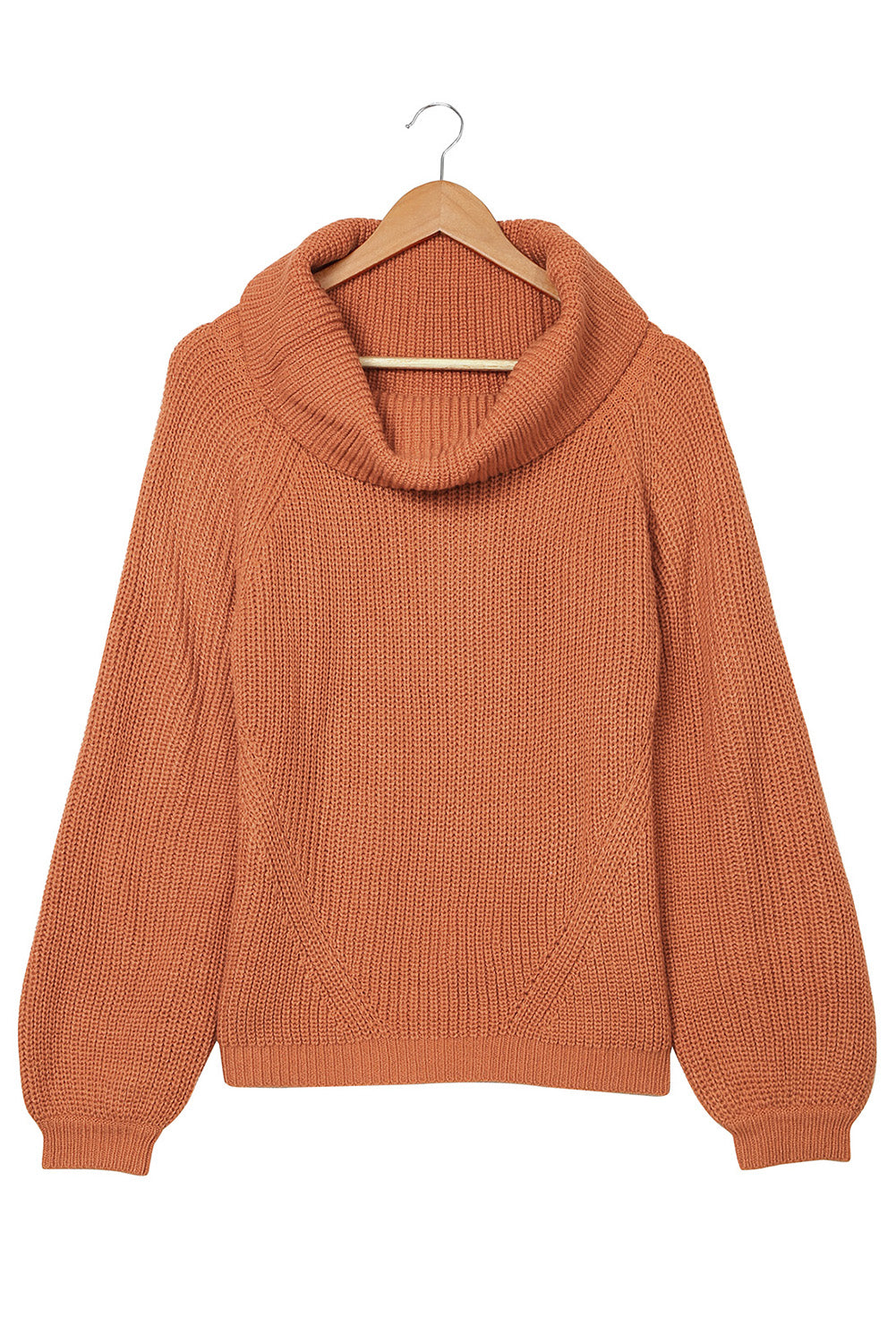 Brown Ribbed Knit Off Shoulder Sweater