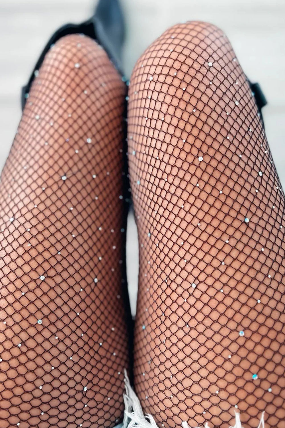 Bright White Sexy Rhinestone Fishnet Pantyhose