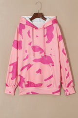 Amicg Blossom Tie Dye Kangaroo Pocket Drawstring Hoodie