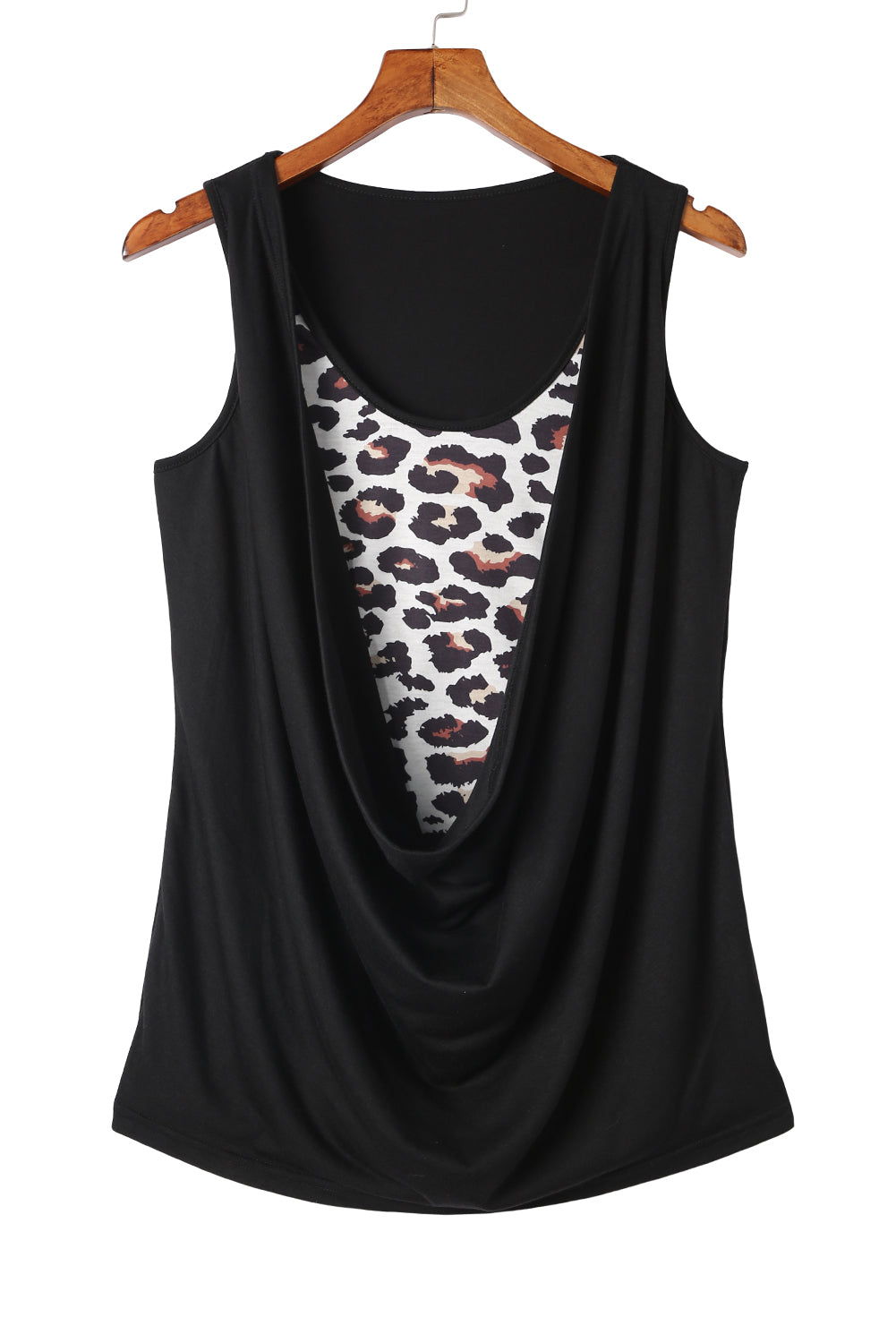 Black Leopard Ruched Fake Two-piece Tank