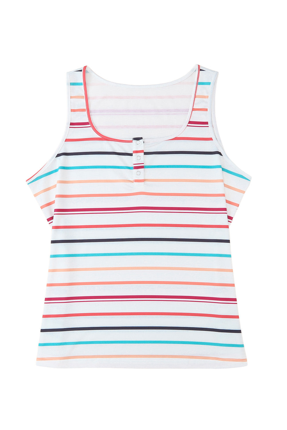 Stripe Button U Neck Tank Top