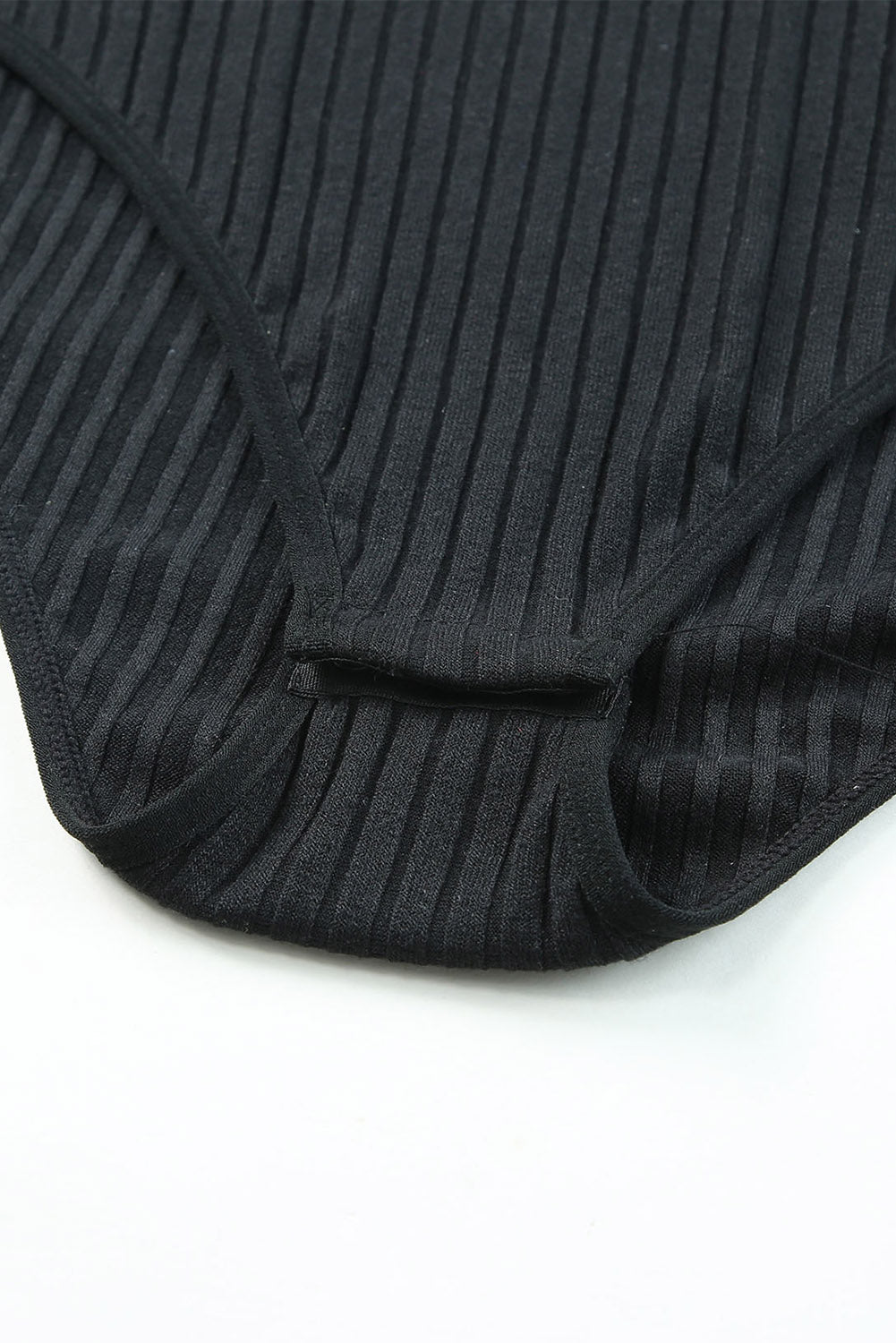 Black Plus Size Ribbed Knit Puff Sleeve Bodysuit