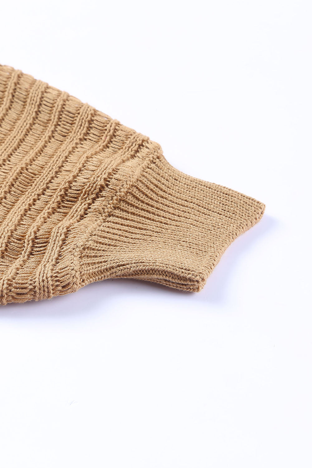 Khaki Fringe Open Front Knit Cardigan
