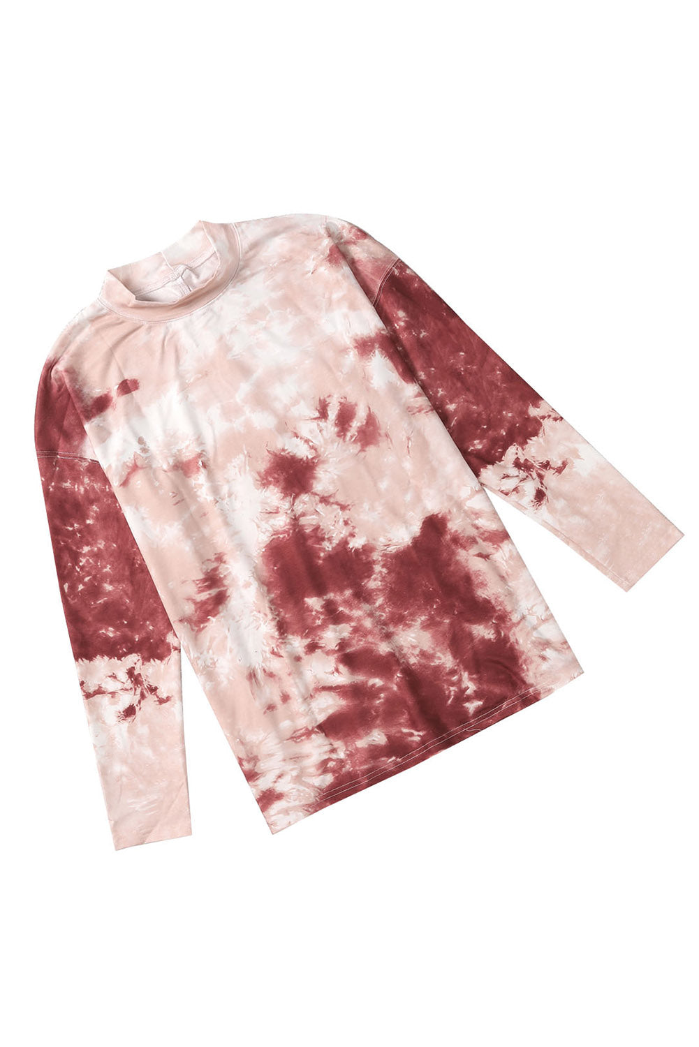 Red Tie Dye Crew Neck Long Sleeve Top