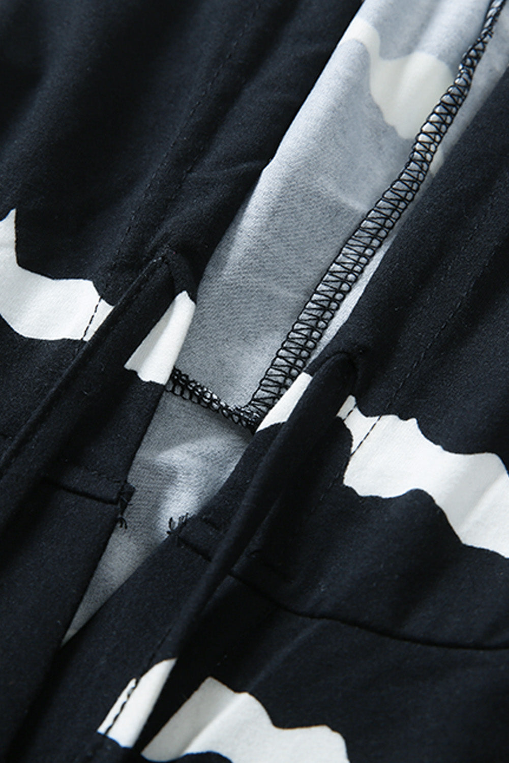 White Striped Drawstring Button Long Sleeve Hoodie