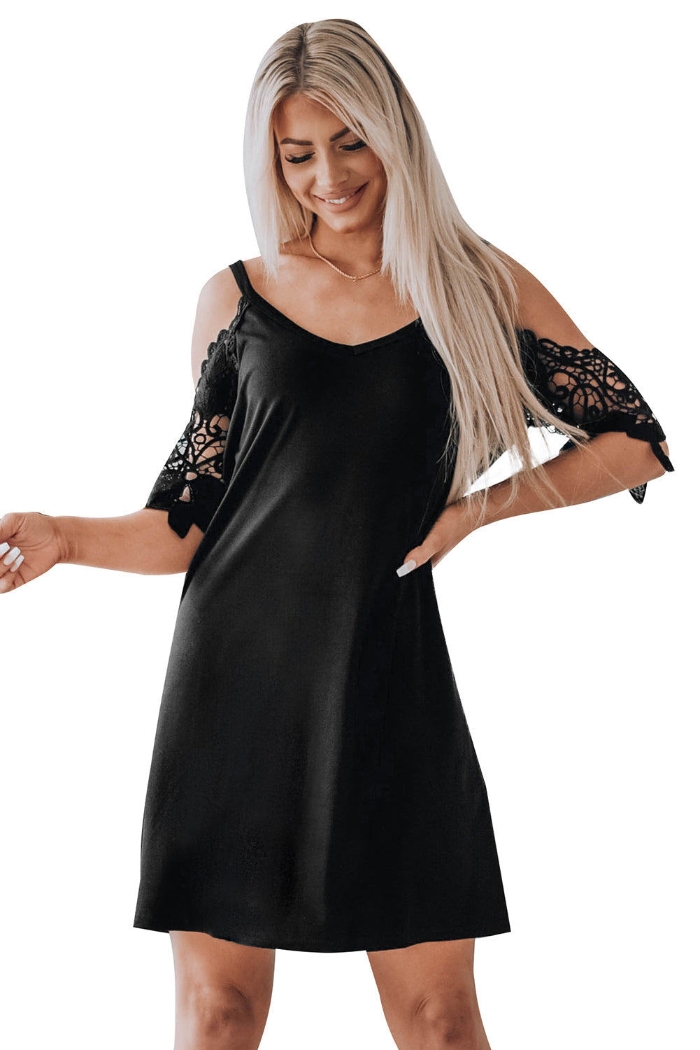Black Cold Shoulder Mini Dress
