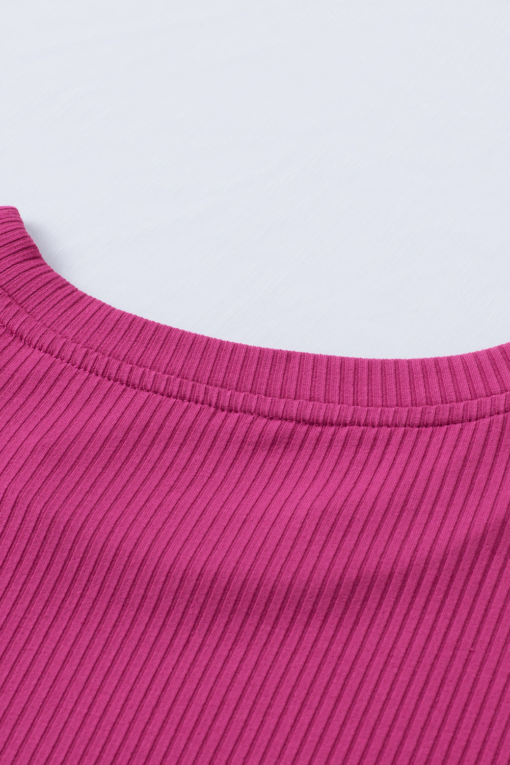 Purple Bubble Half Sleeves Ribbed Knit Top